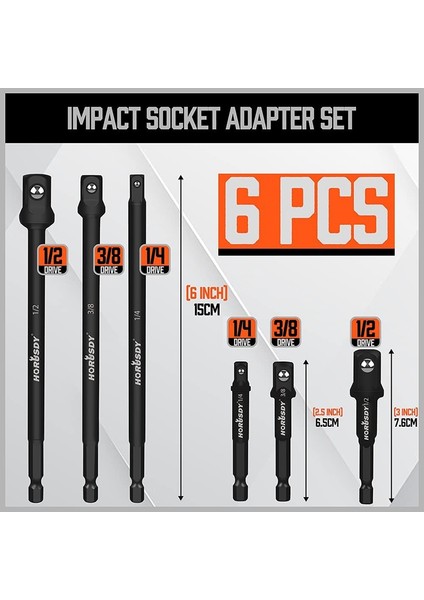 Horusdy 6 Adet Darbeli Matkap Soket Adaptörü, 1/4 Inç 3/8 Inç 1/2 Inç (Yurt Dışından) indirimleri