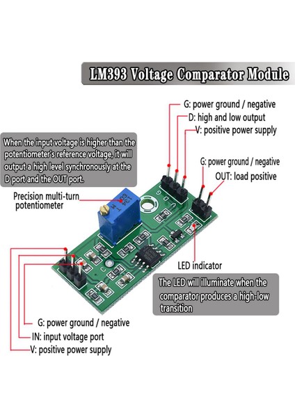 3.5-24V Gerilim Karşılaştırıcı Modül-3 * LM393 Gerilim Karşılaştırıcı Modül-Yeşil (Yurt Dışından)