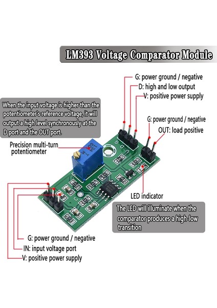 3.5-24V Gerilim Karşılaştırıcı Modül-3 * LM393 Gerilim Karşılaştırıcı Modül-Yeşil (Yurt Dışından)