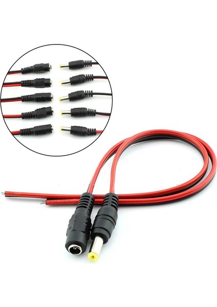 【ayak Kanepe】unnicoco 5 Çift 12V 5.5*2.1mm Erkek+Kadın Dc Güç Soketi Jak Konnektör Kablosu Fiş Tel (Yurt Dışından)