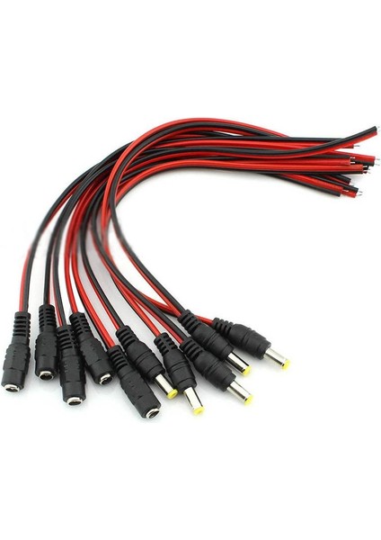 【ayak Kanepe】unnicoco 5 Çift 12V 5.5*2.1mm Erkek+Kadın Dc Güç Soketi Jak Konnektör Kablosu Fiş Tel (Yurt Dışından)
