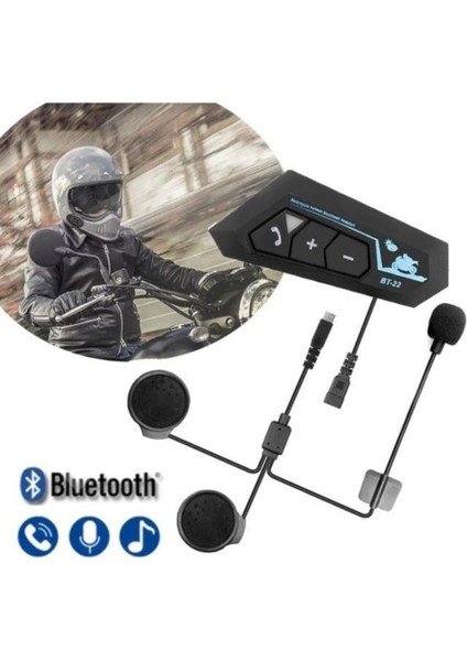 BT22 Bluetooth Motosiklet Kulaklığı Intercom Siyah Motorsiklet Kulaklık