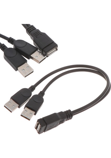 USB 2.0 Dişi USB 2 Erkek Kablo USB Çift Ayırıcı Güç Uzatma Kablosu (Yurt Dışından)