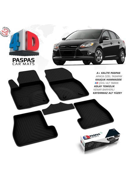 S-Dizayn Ford Focus 3 SD 4D Havuzlu Paspas 2011-2014 A+Kalite