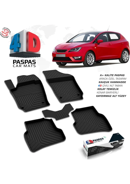 S-Dizayn Seat Ibiza 4D Havuzlu Paspas 2009-2017 A+Kalite