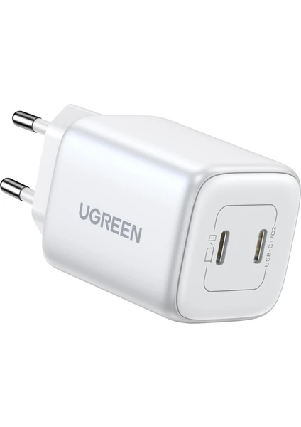 UGREEN Nexode 45W GaN Hızlı Şarj Cihazı QC PD 2xUSB-C, Beyaz - 15327