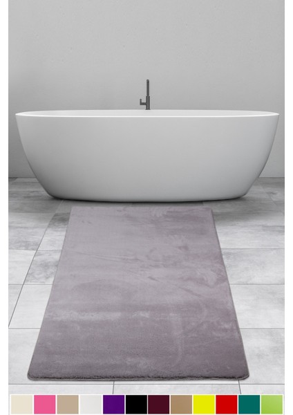 Elite Gri 100X150 cm Peluş Banyo Paspası Kaymaz Tabanlı Pufidik Banyo Halısı Büyük Ebat