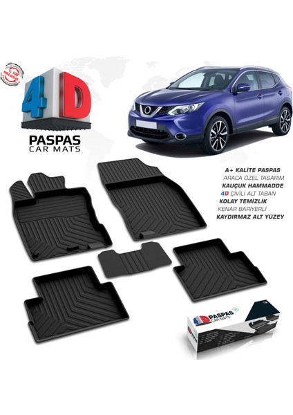 S-Dizayn NISSAN Qashqai 2 4D Havuzlu Paspas A+Kalite 2014 ve Üzeri