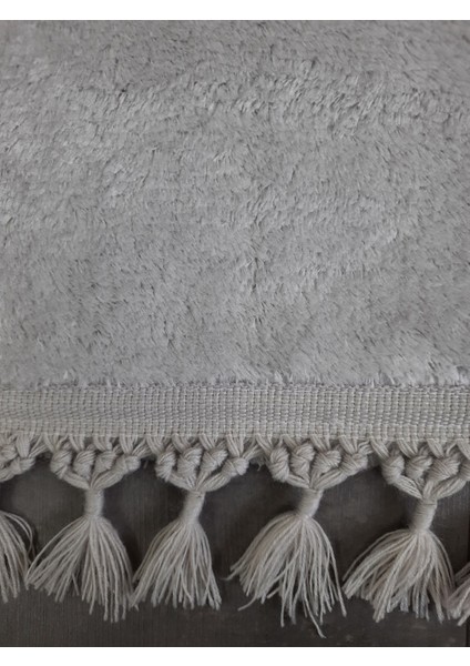 Elite Gri Ponpon Saçaklı Peluş 2'li Banyo Paspası Halısı Kaymaz Taban Klozet Takımı Püsküllü fırsatları