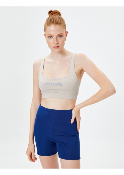 Çapraz Askılı Sporcu Sütyeni Baskılı U Yaka Slim Fit modelleri