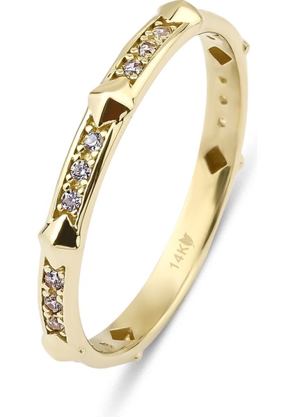 14 Ayar Altın Sparkling Pyramid Yüzük KRS125-14GR