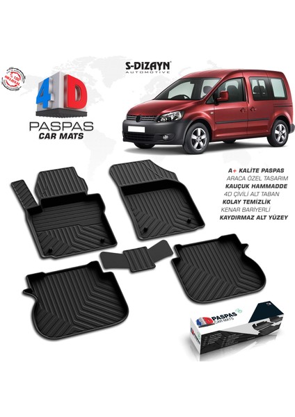 Volkswagen Caddy 4D Havuzlu Paspas 2004-2019 A+ Kalite