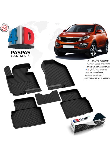 S-Dizayn Kia Sportage 4D Havuzlu Paspas 2010-2016 A+Kalite