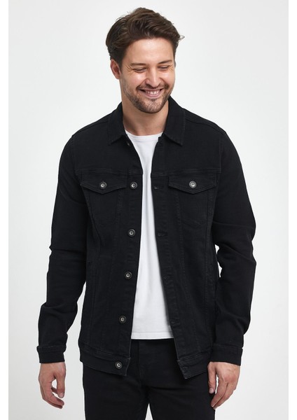 Erkek Antonio Black Slim Fit Jean Ceket