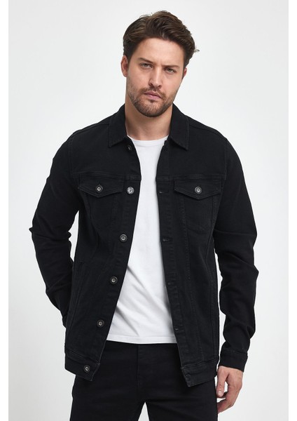 Erkek Antonio Black Slim Fit Jean Ceket modelleri