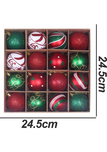 Noel Ağacı 6cm Renkli Toplar 16'lı Paket-D Tarzı Kırmızı, Yeşil ve Beyaz (Yurt Dışından)