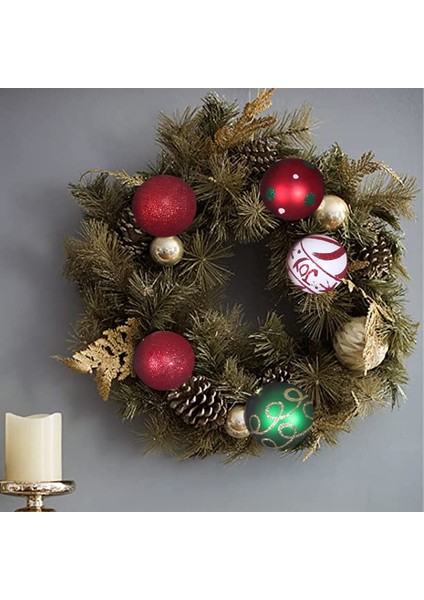 Noel Ağacı 6cm Renkli Toplar 16'lı Paket-D Tarzı Kırmızı, Yeşil ve Beyaz (Yurt Dışından)