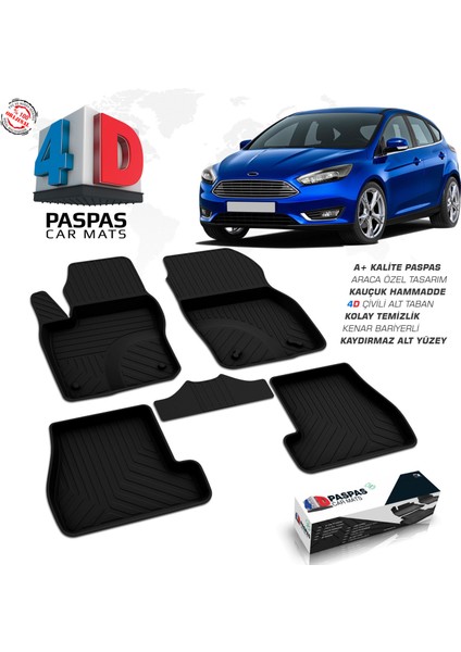 Ford Focus 3 Makyajlı HB 4D Havuzlu Paspas 2015-2018 A+ Kalite