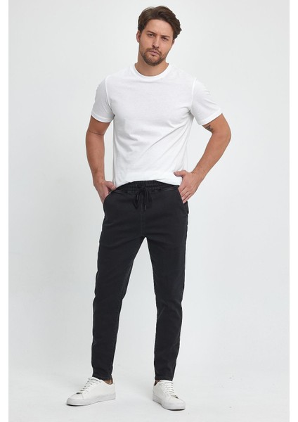 Erkek David Black Beli Lastikli Slim Fit Jean Pantolon fiyatları