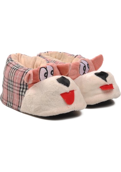 Köpekli Pembe-Bej Kadın Panduf