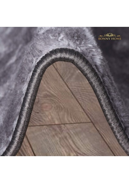Elite Antrasit 100X100 cm Yuvarlak Peluş Banyo Paspası Kaymaz Taban Pufidik Banyo Halısı