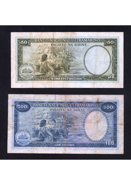 Guıne Banco Nacional Ultramarino 50 ve 100 Escudos Çoktemiz 2 Adet Banknot fiyatları