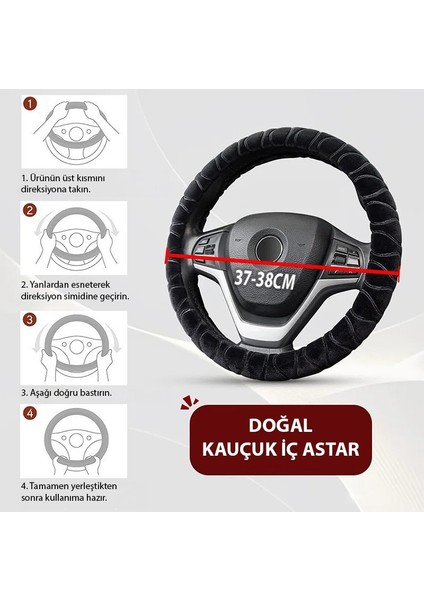 Araç Oto Suv Deri Geçmeli Kokusuz Direksiyon Kılıfı Siyah Kırmızı SC16