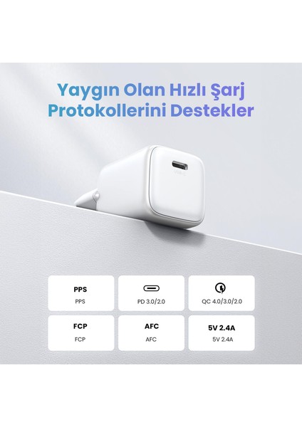 Nexode Gan 2 Mini 20W Type-C Pd Hızlı Şarj Cihazı Beyaz