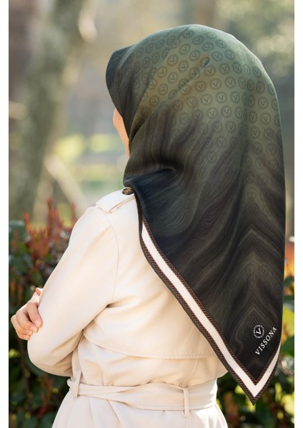 Haki Desen Tivil Ipek Eşarp 10659-0037