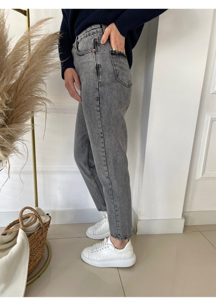 Lamina Füme Yüksek Bel Mom Jeans Boyfriend