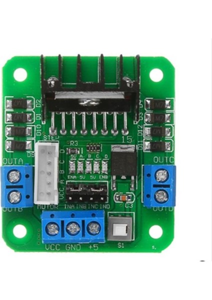 L298N Yeşil Çift H Bridge DC/Step Motor Sürücü Kartı