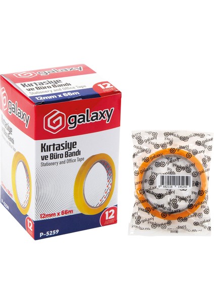 Kutulu Kırtasiye Bandı 12 mm x 66MT Gala x y P 5259
