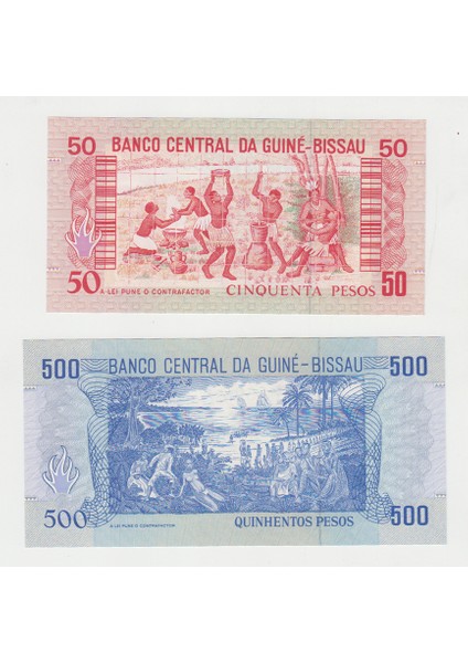 Guıne-Bıssau 50 ve 500 Pesos 2 Adet Çil Banknot fiyatları