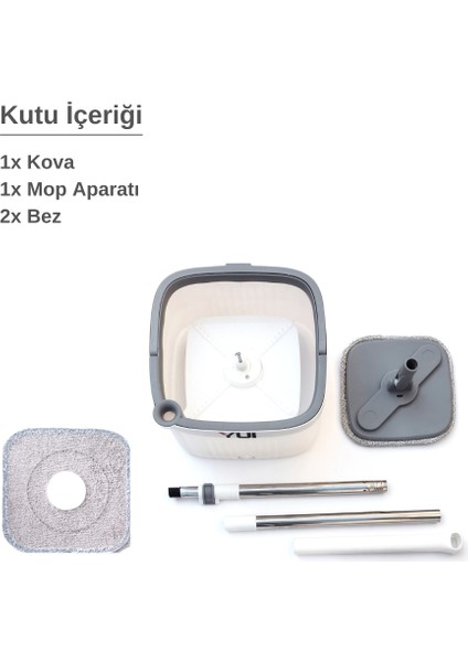 TB500X 1.7 Litre Xxl Temiz Su ve Kirli Su Ayıran Otomatik Temizlik Seti +Yedek Mop