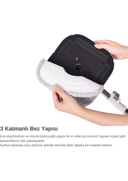 TB500X 1.7 Litre Xxl Temiz Su ve Kirli Su Ayıran Otomatik Temizlik Seti +Yedek Mop