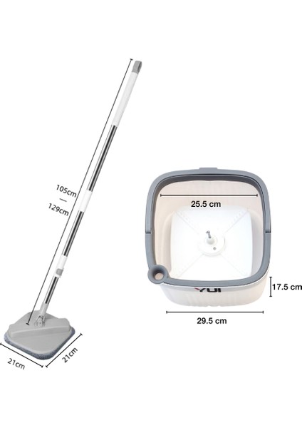 TB500X 1.7 Litre Xxl Temiz Su ve Kirli Su Ayıran Otomatik Temizlik Seti +Yedek Mop