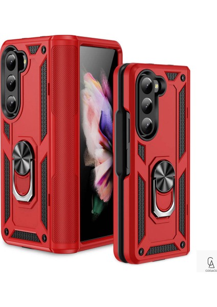 Samsung Z Fold 5 ile Uyumlu Kılıf Tam Koruma Yüzüklü Standlı Tank Gövdeli Telefon Kılıfı Kapak fiyatları