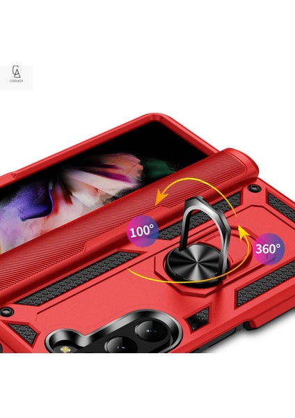 Samsung Z Fold 5 ile Uyumlu Kılıf Tam Koruma Yüzüklü Standlı Tank Gövdeli Telefon Kılıfı Kapak indirimleri