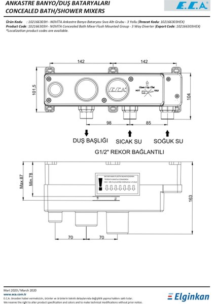 Novita Ankastre Banyo Bataryası Duşlu 3 Parça Set / 3 Yollu Eca. Ankset.BD304 indirimleri