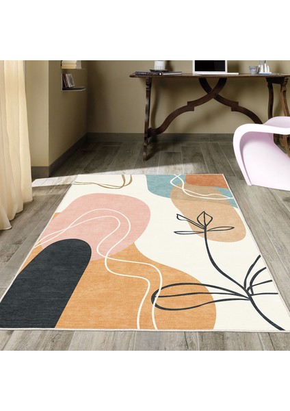 Dekoratif Özel Tasarım Yıkanabilir,ince, Kaymaz Tabanlı, Modern Genç Oda Halısı