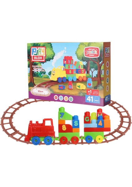 Play Blox Oyuncak Tren Seti 41 Parça Sayılar ve Alfabe Treni Parlak Renkler Mega Blok Seti 2403