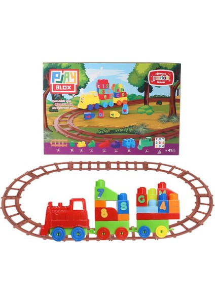 Play Blox Oyuncak Tren Seti 41 Parça Sayılar ve Alfabe Treni Parlak Renkler Mega Blok Seti 2403