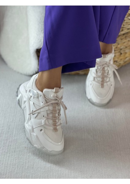 Bold Beyaz Bağcıklı Kadın Sneaker