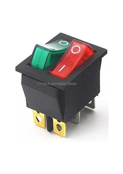 Kcd8 15A 250V Ac Çift Kutuplu Çift Çete Basmalı Anahtar 2 Yollu Kırmızı Bakır Pin Kırmızı 220V Lamba Açma Kapama Anahtarı 6 Pinli (Yurt Dışından)