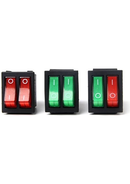 Kcd8 15A 250V Ac Çift Kutuplu Çift Çete Basmalı Anahtar 2 Yollu Kırmızı Bakır Pin Kırmızı 220V Lamba Açma Kapama Anahtarı 6 Pinli (Yurt Dışından)