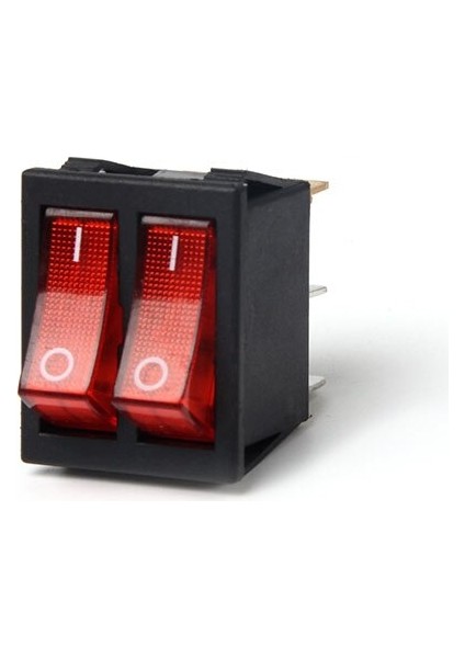 Kcd8 15A 250V Ac Çift Kutuplu Çift Çete Basmalı Anahtar 2 Yollu Kırmızı Bakır Pin Kırmızı 220V Lamba Açma Kapama Anahtarı 6 Pinli (Yurt Dışından)