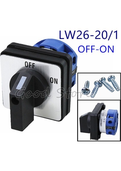Yüksek Kaliteli LW26-20/1 Açık/kapalı 2 Pozisyon 2 Kutuplu 4 Terminal Ca-10 440V Ui 660V 20A Döner Kam Anahtarı (Yurt Dışından)