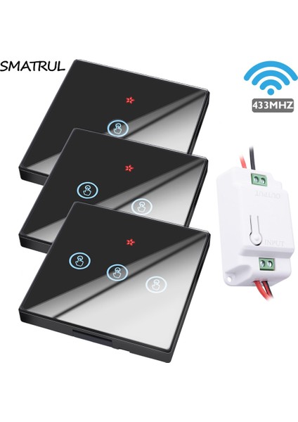 Ev Kablosuz Dokunmatik Anahtarı Işık Rf Uzaktan Kumanda Cam Ekran 1 2 3 Gang Duvar Paneli Düğmesi 110 V 220 V Alıcı LED Lamba (Yurt Dışından) fiyatları