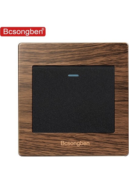 Bcsongben Lüks Basma Düğmesi Duvar Anahtarı 1 Gang 2 Yollu Işık Anahtarı Kesici Fırçalanmış Ahşap Tahıl Paneli 10A Ac 110 ~ 250 V (Yurt Dışından)