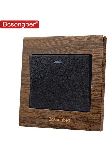 Bcsongben Lüks Basma Düğmesi Duvar Anahtarı 1 Gang 2 Yollu Işık Anahtarı Kesici Fırçalanmış Ahşap Tahıl Paneli 10A Ac 110 ~ 250 V (Yurt Dışından) fiyatları
